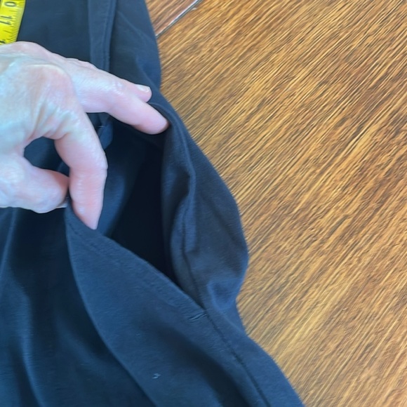 Lands End Black Cotton Knit Sleeveless V Neck Dress Large 14-16 White Appliqué - Picture 7 of 10